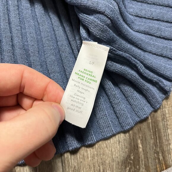 Aerie High Rise Ribbed Knit Stretch Mini Skirt Blue NWT Women’s Size S - Picture 6 of 8